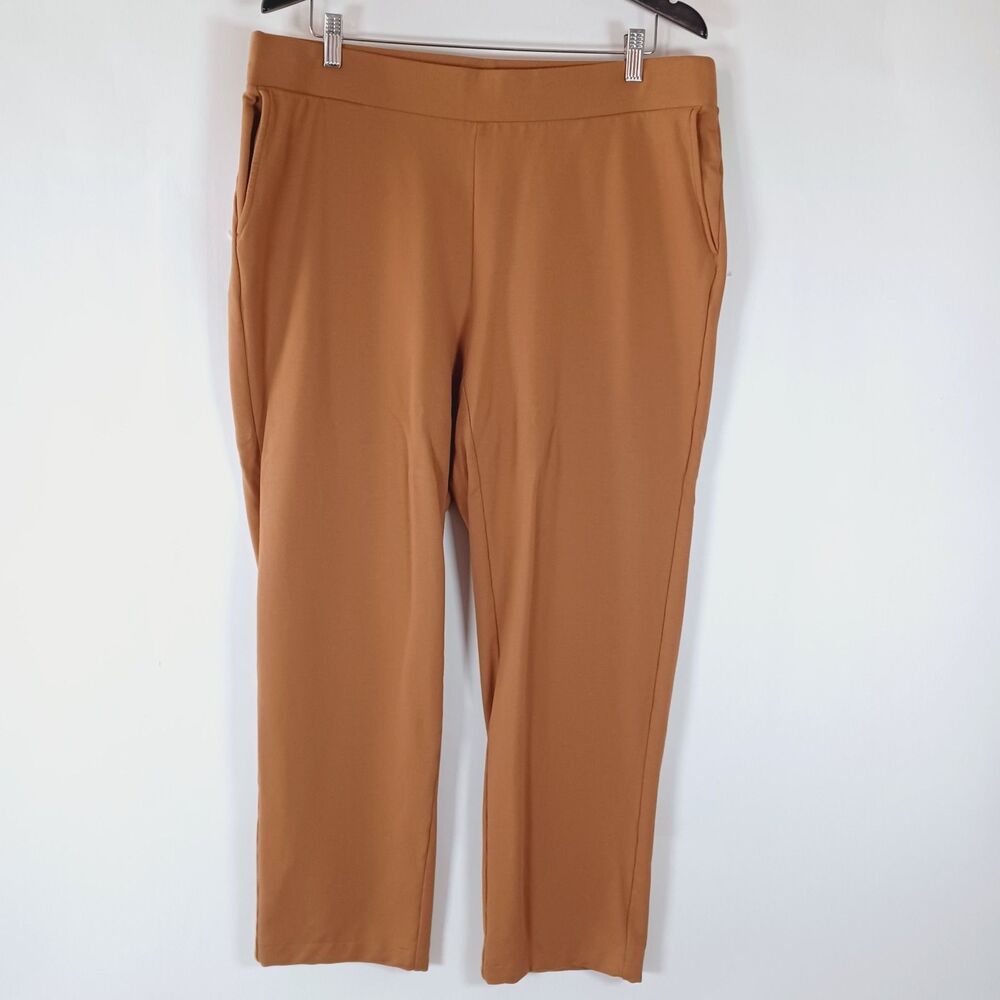 J Jill Pure Affinity French‎ Terry Pants XL Brown Slim Leg Pull On Neutral Work